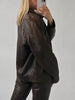 Oversized Brown Leather Bomber jacket Women