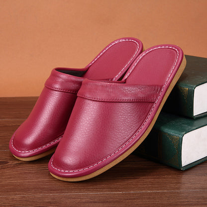 Closed Toe Slippers for Women in Genuine Cowhide Leather