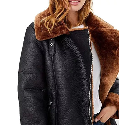 leather jacket for women with fur