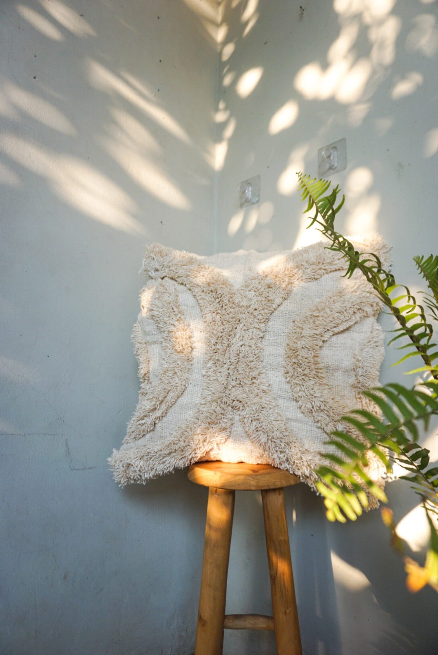 50x50cm white fur Boho pillow cover