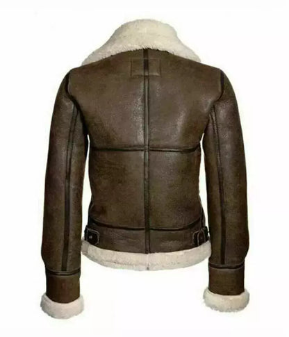 women leather jacket brown fur