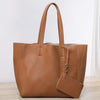 Top grain tumbled cowhide leather tote