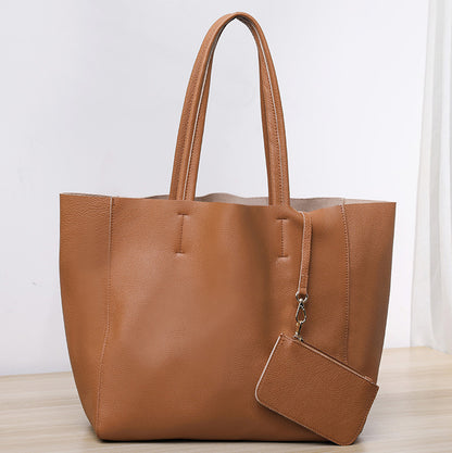 Top grain tumbled cowhide leather tote