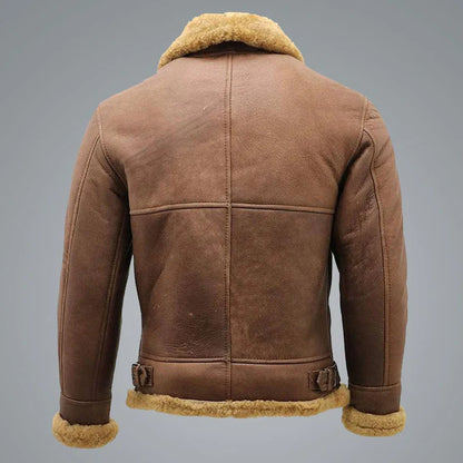 Men's Brown Shearling Leather Jacket