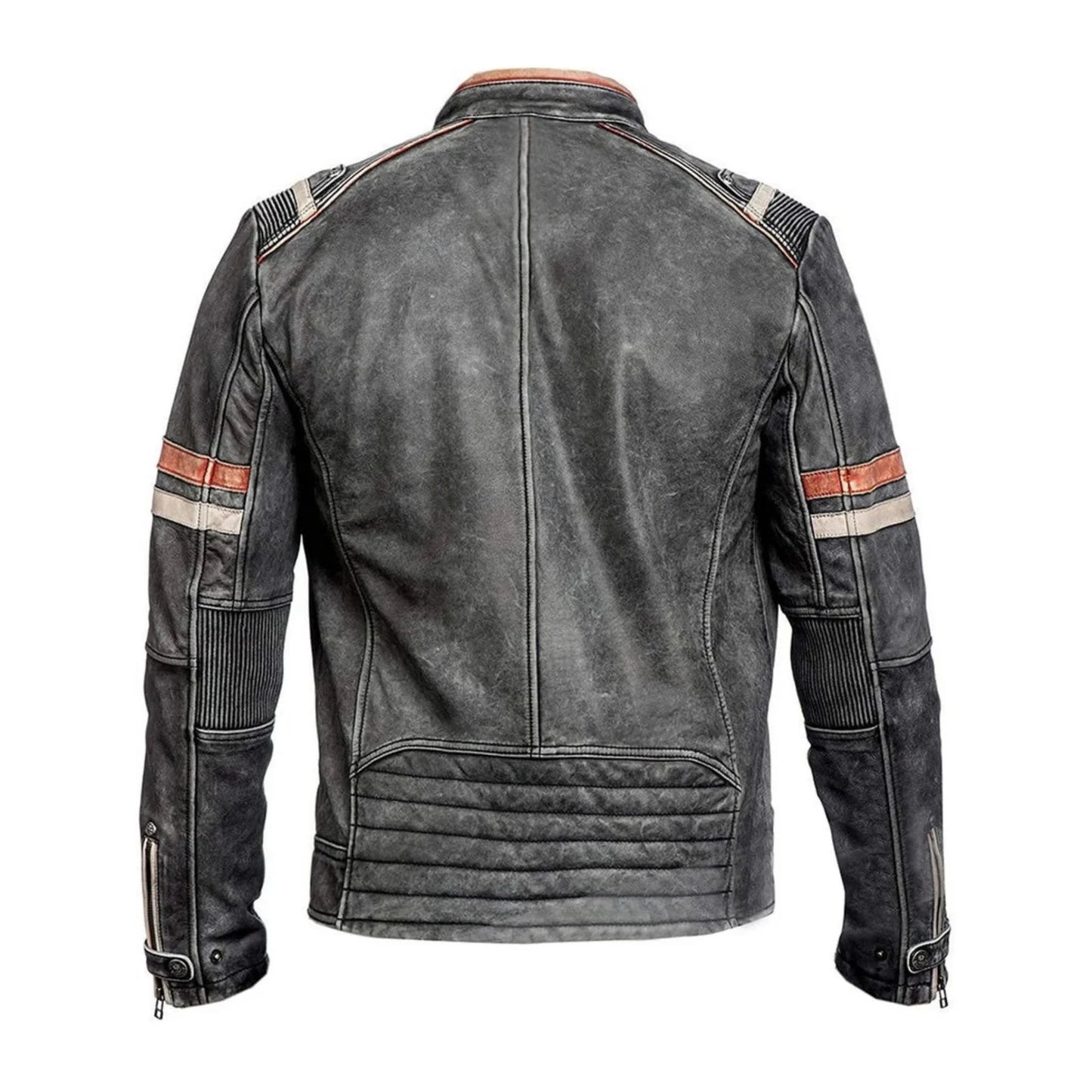 Distressed Black leather biker jacket