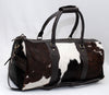 Cowhide Duffle Bag Dark Black White