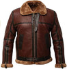 mens aviator leather coat fur lining