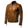 mens brown leather biker jacket