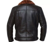 Black leather bomber jacket with fur