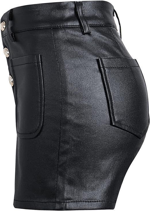 Black Leather Shorts Women