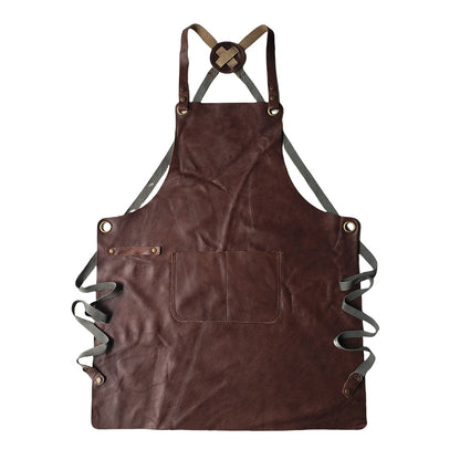 Genuine Leather Cooks Apron with Cross Back Straps