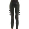 black leather lace up skinny pants