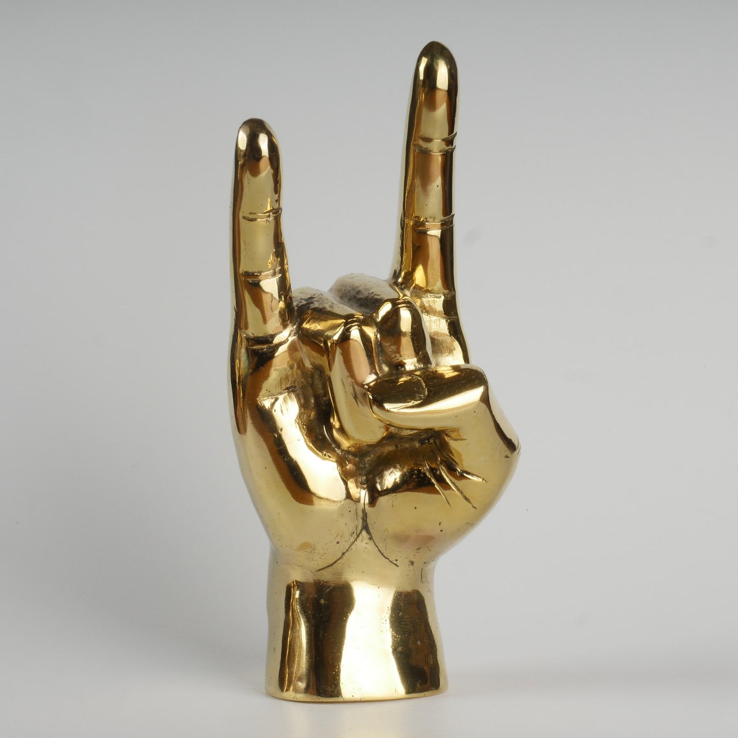 Brass Hand Sculpture with Texas Longhorns