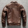 Men Brown Heavy Top Grain Leather Jacket
