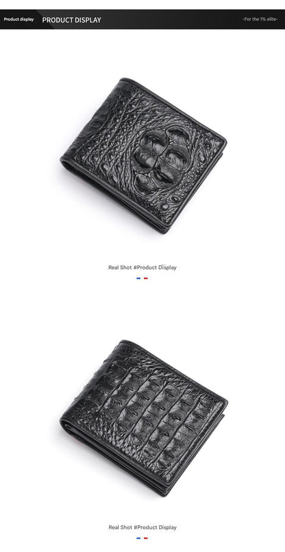 Men’s Crocodile Bone Leather Wallet Bifold