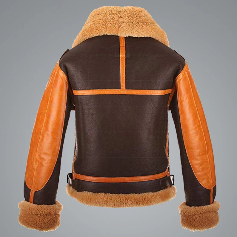 mens leather aviator shearling bomber