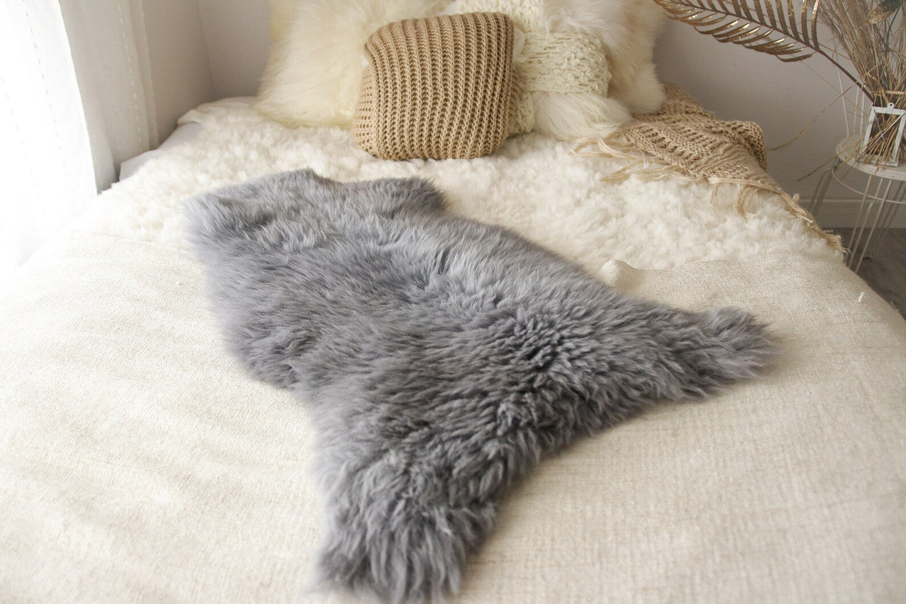 Genuine Natural Icelandic Dyed Grey Sheepskin Rug