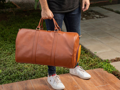 Brown Genuine Leather Duffle Bag