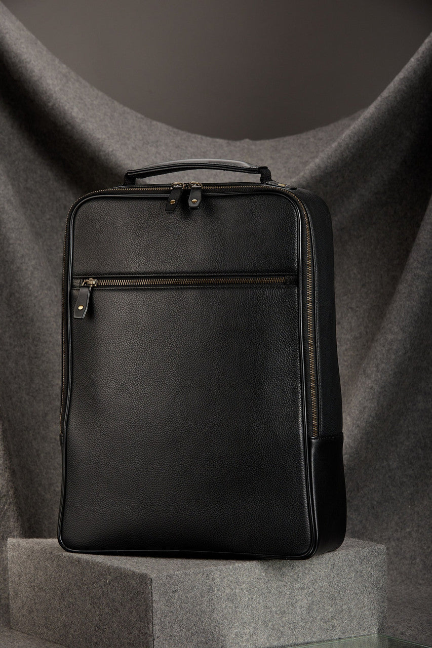 Genuine Leather Black Backpack