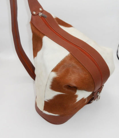 Brown White Cowhide Shoulder Bags