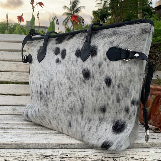 Black White Cowhide Tote Bag