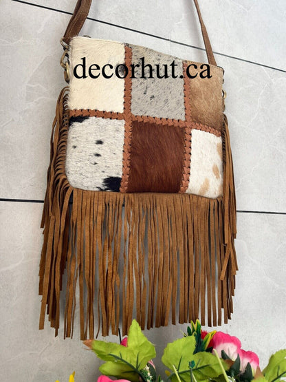 Cowhide Patchwork Sling Bag