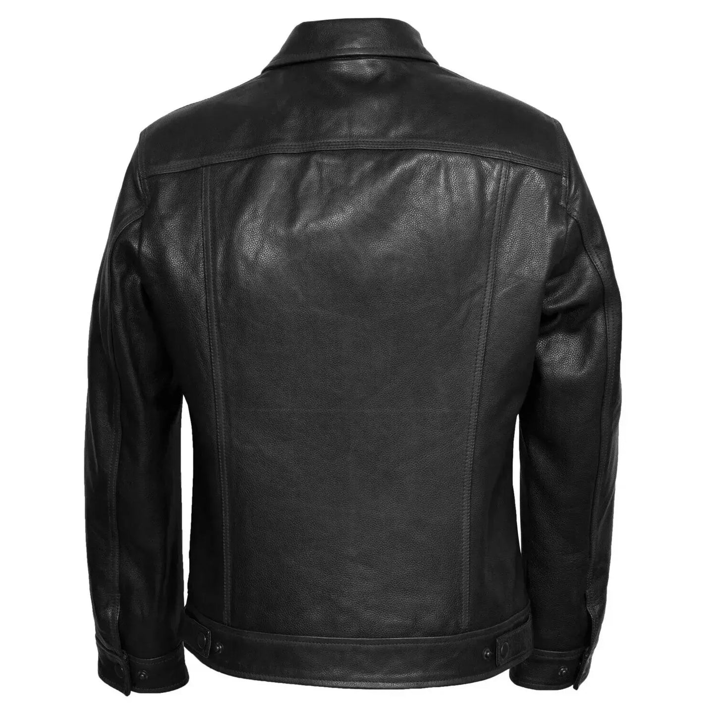 men's black leather shirt