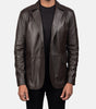 brown leather racer jacket