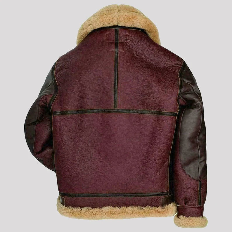 Mens RAF Aviator Fur Shearling Leather Jacket