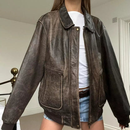 oversized leather jacket women