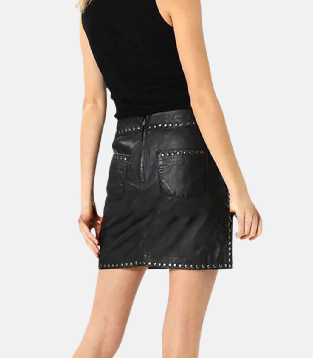 Genuine Black Leather Mini Skirts