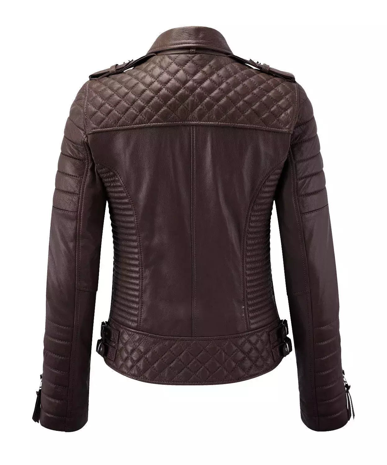 Brown real leather women jacket