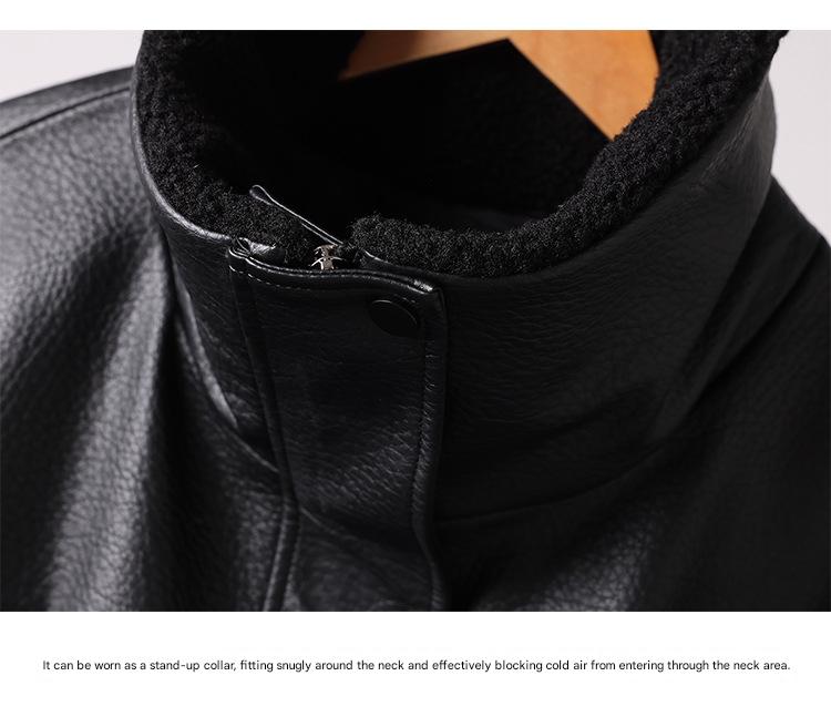 Retro sheepskin jacket with fleece