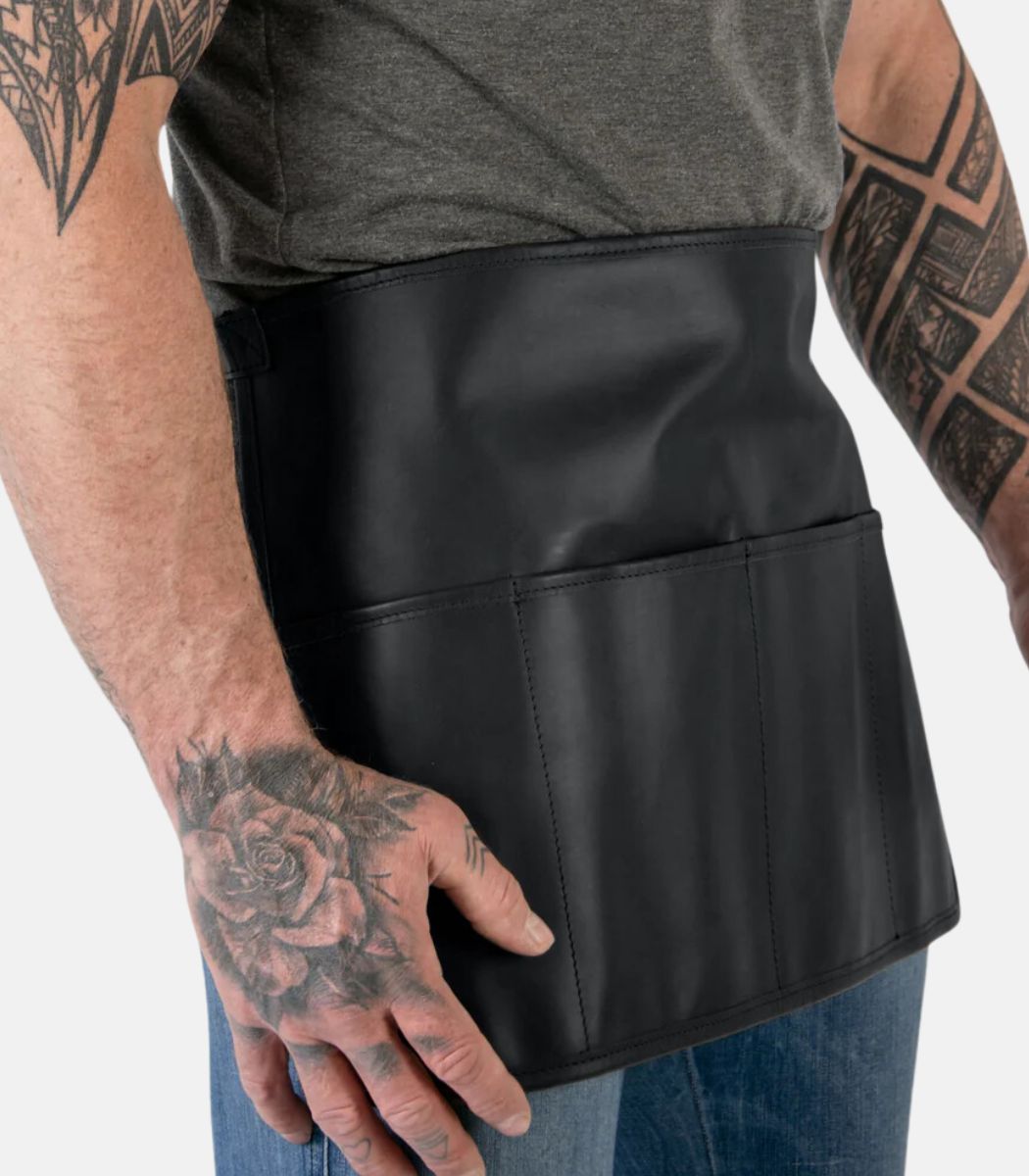 Black Leather Waist Apron