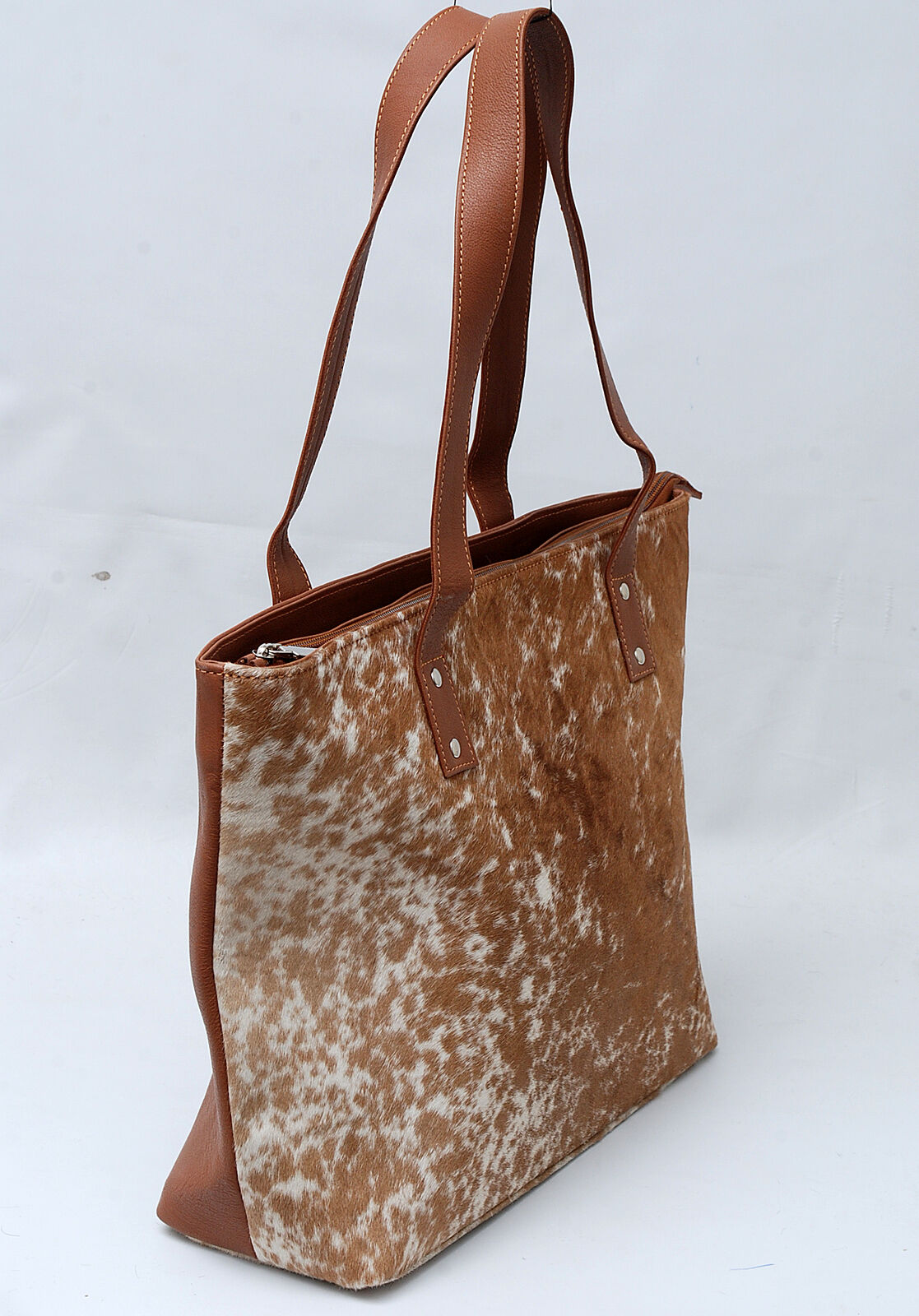 Brown White Cowhide Shoulder Bag