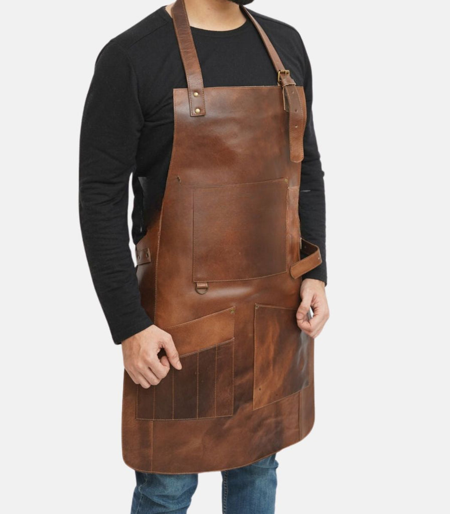 Brown Leather Work Tool Apron