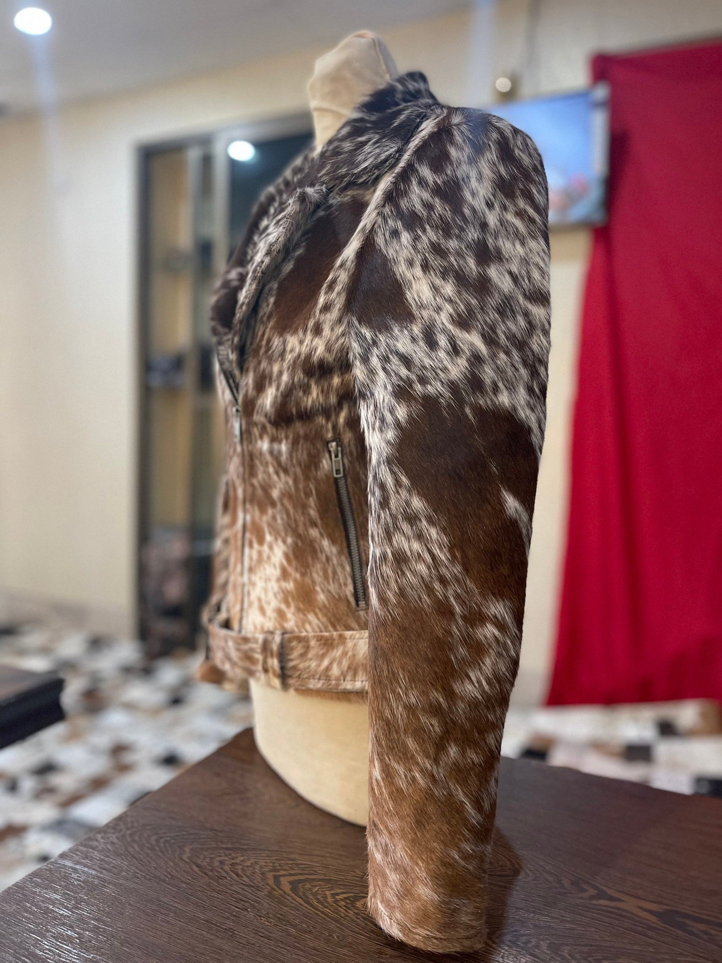 Brown White Cowhide Jacket