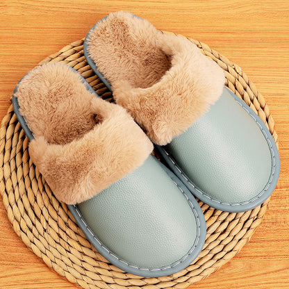 Women's Fur Lined Slippers in Genuine Cowhide Leather