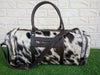 Black White Cowhide Weekender Holdall Bag