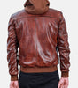 mens distressed leather jacket maroon