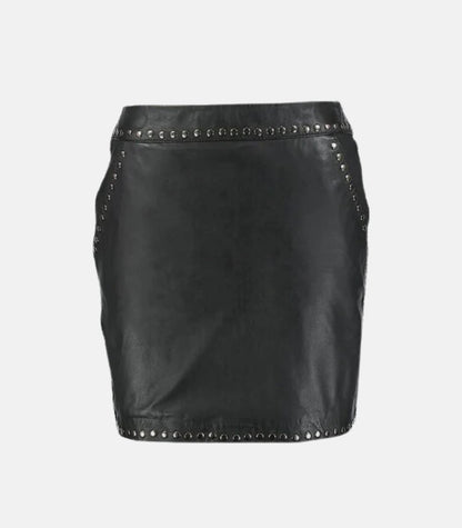 Genuine Black Leather Mini Skirts