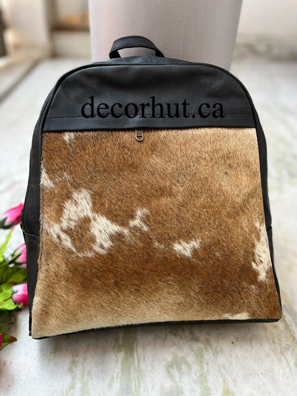 Brown White Natural Cowhide Backpack