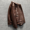 Men Brown Heavy Top Grain Leather Jacket