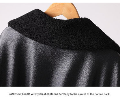 Retro sheepskin jacket with fleece