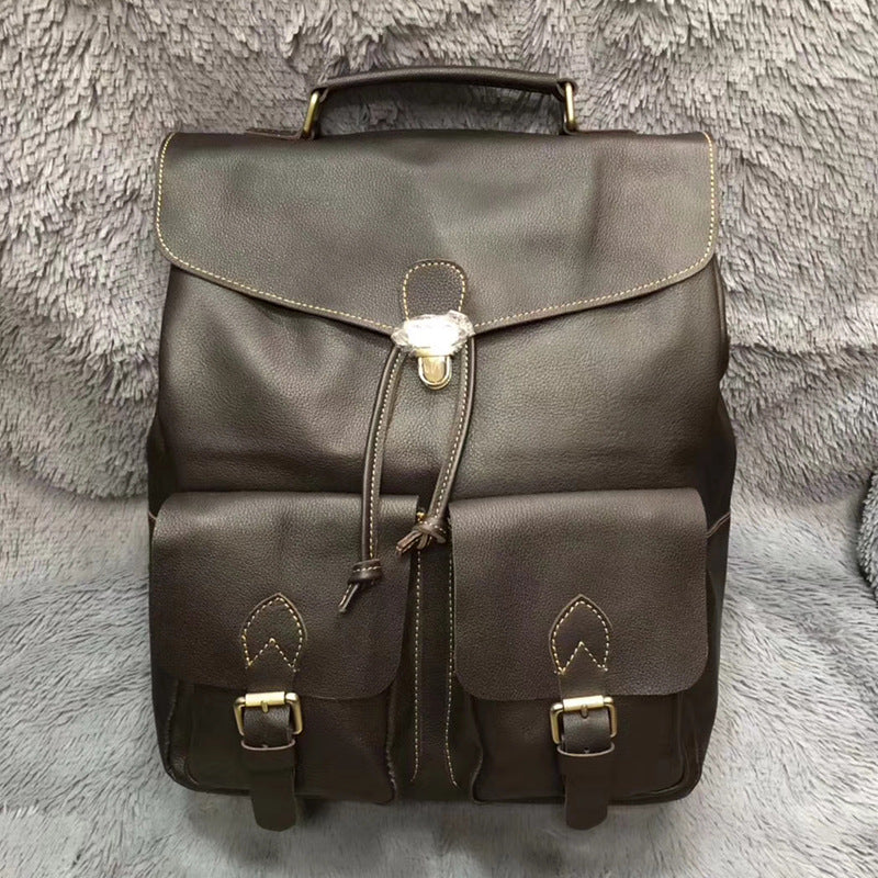 Crazy horse leather laptop backpack