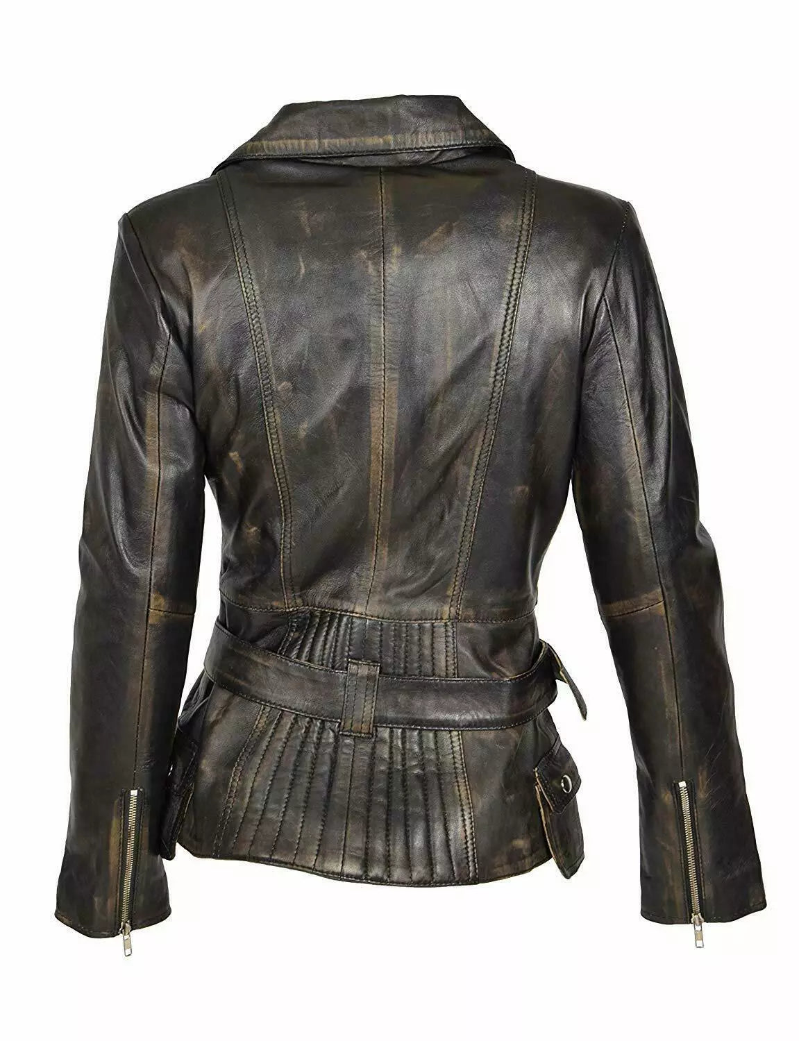 distressed Dark leather jacket