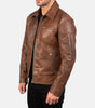 Brown Leather Men Biker Jacket