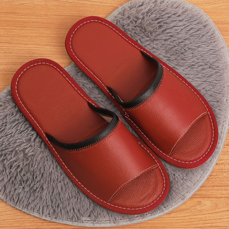 Open Toe Slippers for Women in Genuine Cowhide Leather
