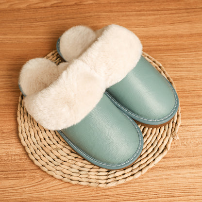 Women's Fur Lined Slippers in Genuine Leather