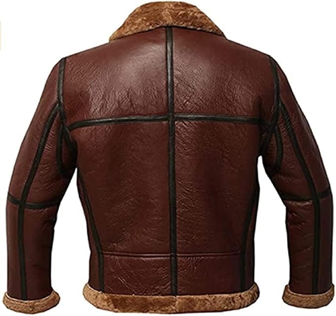 mens aviator leather coat fur lining